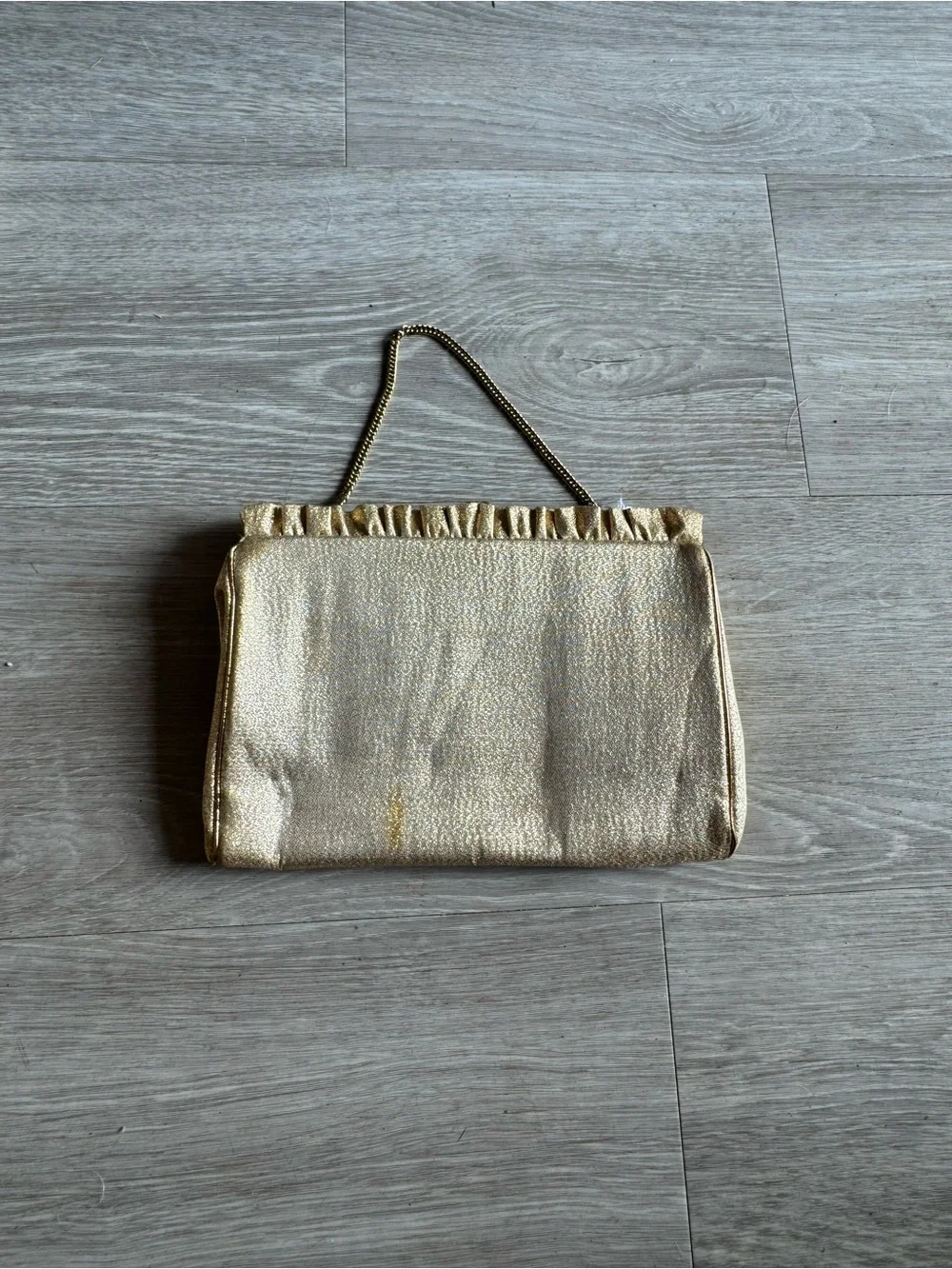 Gold Evening Clutch Bag with Chain Handle
